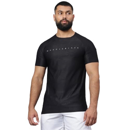 MuscleBlaze Men's Camo Dry-Fit Active Tee for Gym & Sports