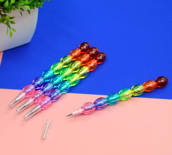Prime Funky Stacking Pencils for Kids - 4 Pack