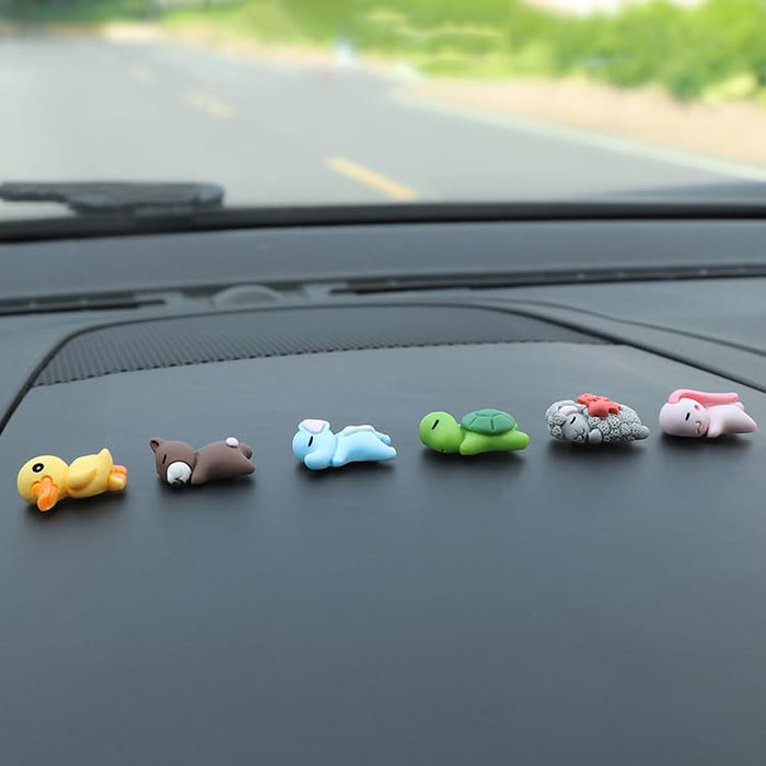 Wolpin 6 Pcs Mini Cartoon Car Decor PVC Figurine Set