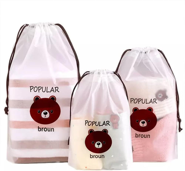 Shoe Bag Cover for Shoe Storage Travel Organizer for Women and Men Dustproof Shoe Bags Pouches Travel in Keeping Bag Organized Shoes Cover Bags 30 x 35 cm, Pack of 10, White, 30 x 35 cm, Bear