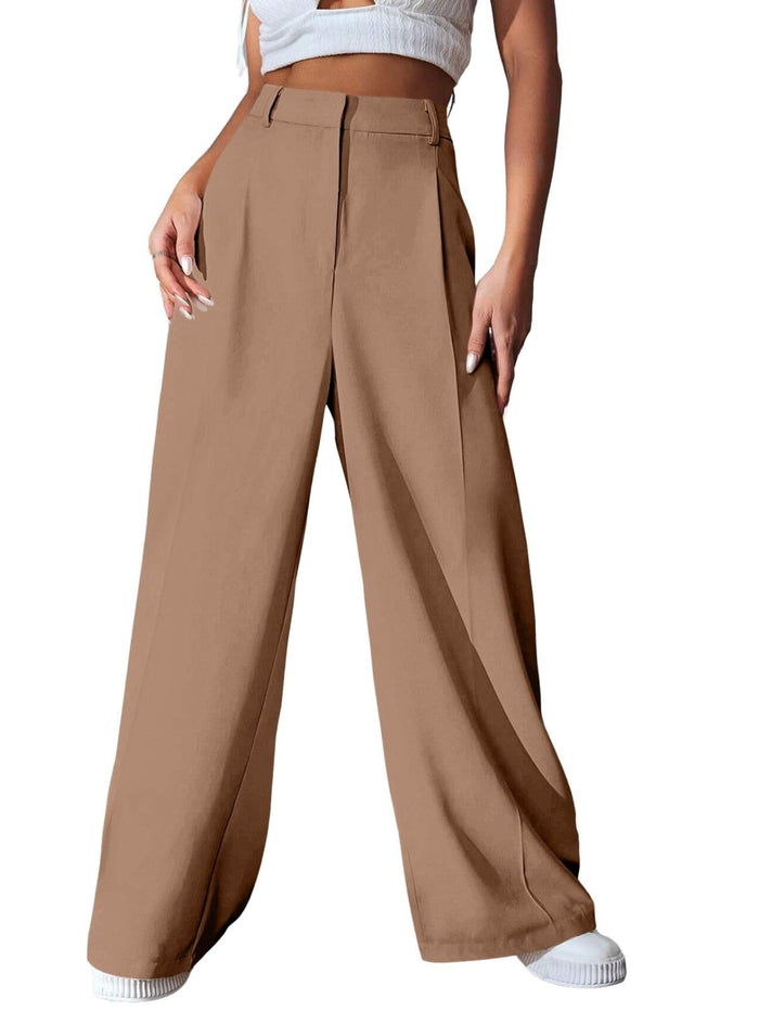 GRECIILOOKS High Waist Flared Trousers for Women | Korean Style Formal Pants