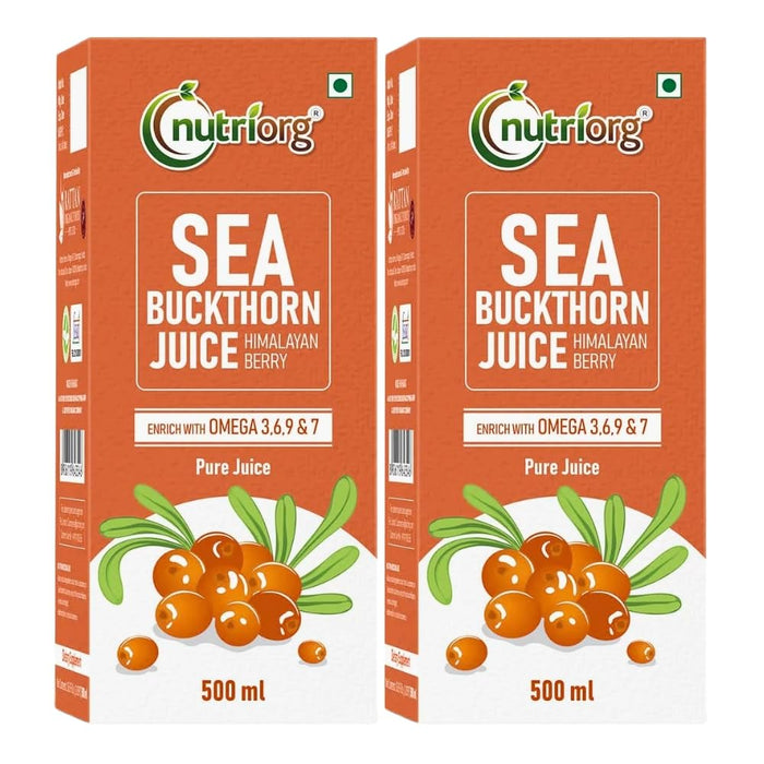 NutriOrg Pure Sea Buckthorn Juice, 1L Pack of 2 x 500ml