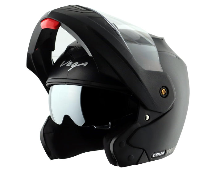 Vega Crux Dual Visor Flip-Up Helmet - Black, Large (L)