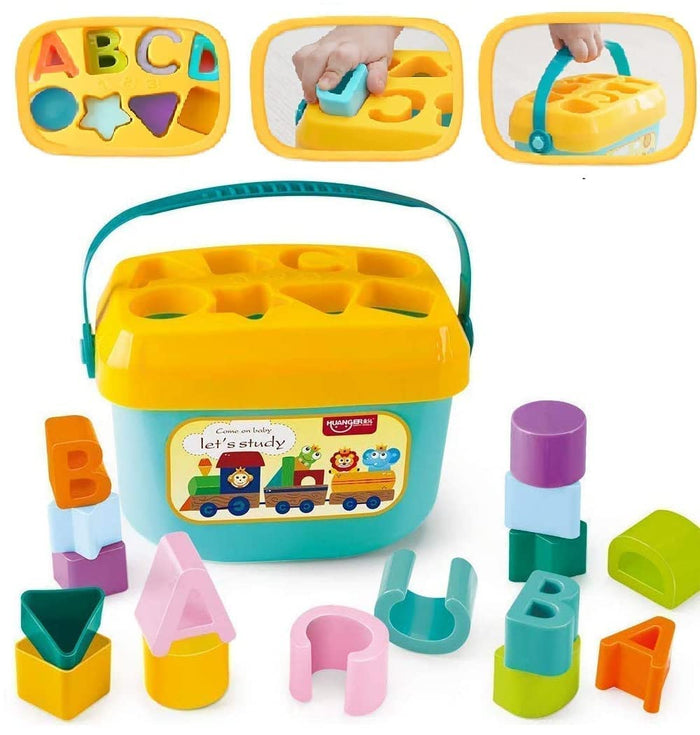 Baby First Blocks Shape Sorter Toy - 16 Piece Learning Game