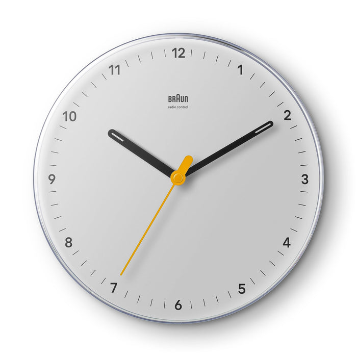 Braun Classic Analogue Wall Clock with Silent Quartz Movement, White