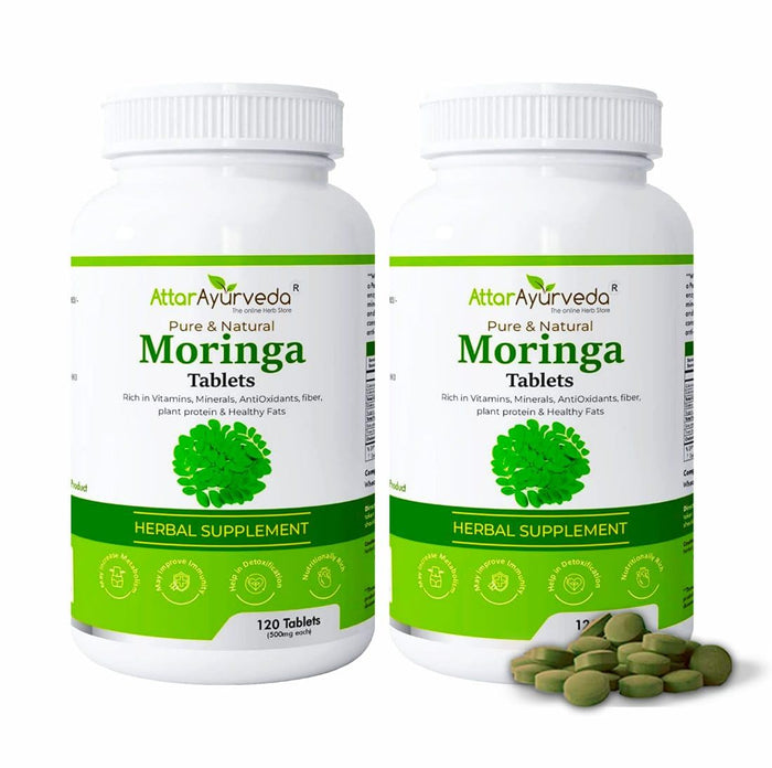 Attar Ayurveda Moringa Leaf Tablets, 500 mg, 240 Count