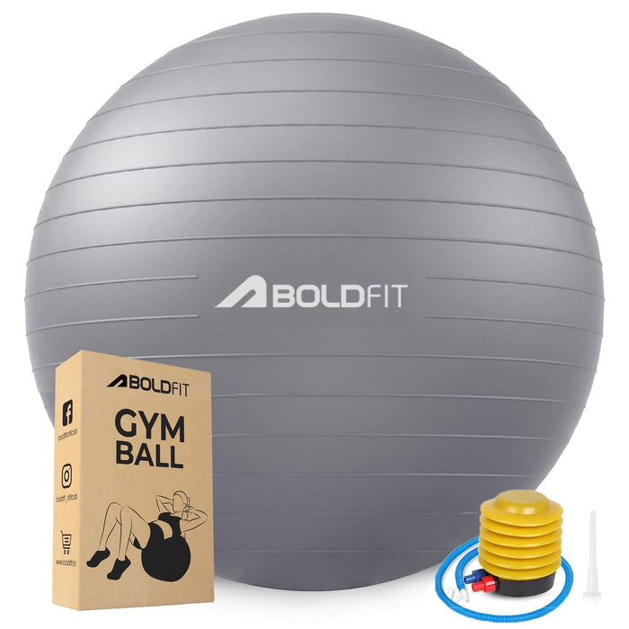 Boldfit 55cm Gym Ball with Pump - Anti-Slip, Slow Deflation