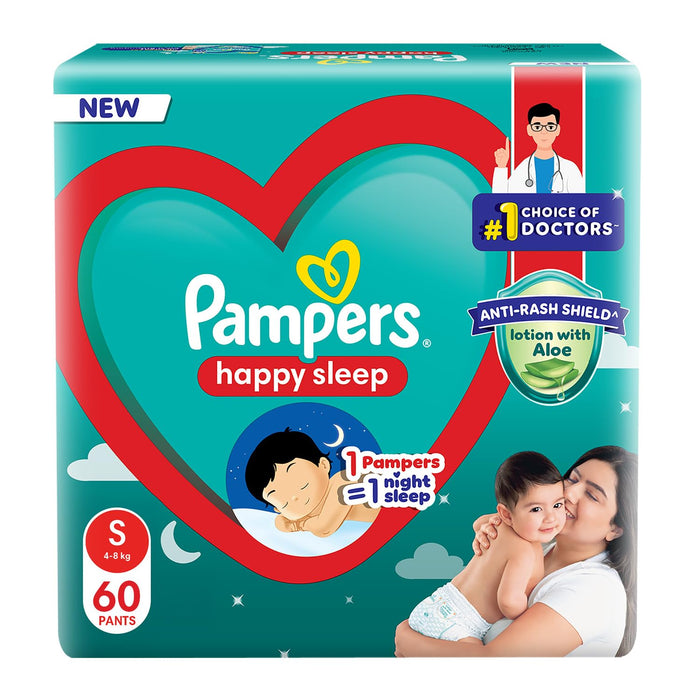 Pampers Happy Sleep Diaper Pants, Unisex, Small (60 Count)