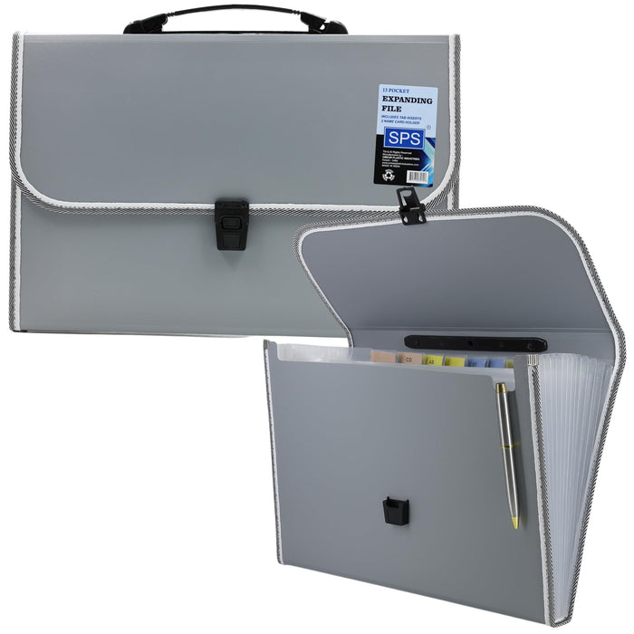 SPS 13-Pocket Expanding File Folder with Handle, A4/Foolscap/Legal