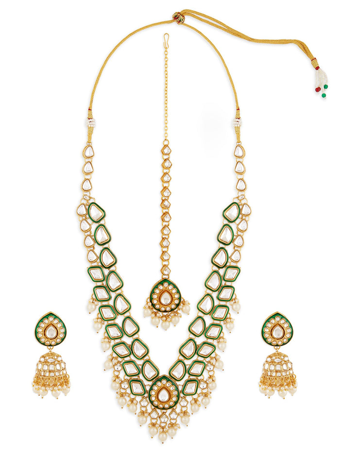 ZAVERI PEARLS Green Meenakari Bridal Jewelry Set for Women