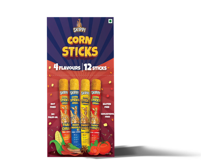 Skippi Cornsticks Snack Combo: Gluten-Free, 4 Flavors, No Palm Oil