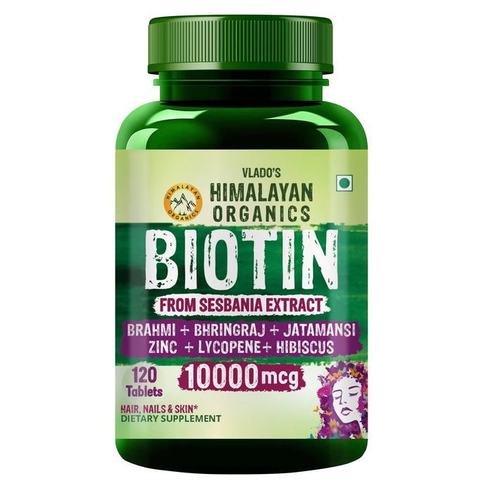 HIMALAYAN ORGANICS Biotin 10000mcg Supplement for Hair, Skin & Nails