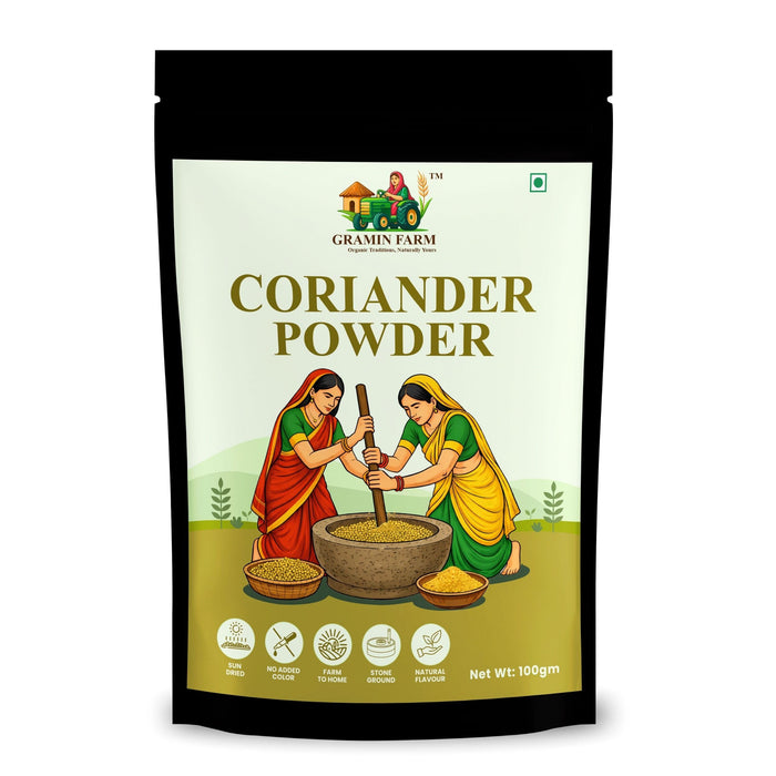 GRAMIN FARM Pure Stone-Ground Coriander Powder | Natural & Aromatic