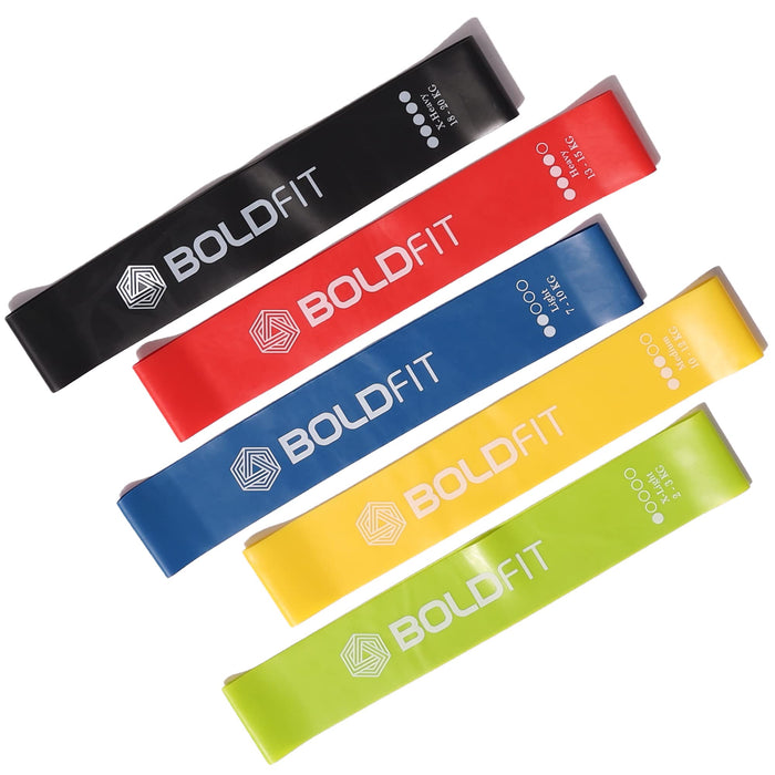 Boldfit 5-Pack Resistance Loop Bands - Multicolor Latex Exercise Set