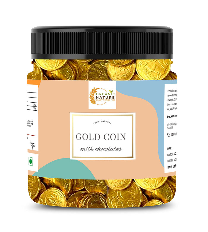 ORGANIC NATURE Gold Chocolate Coins Jar - Milk Chocolate Candy Gift