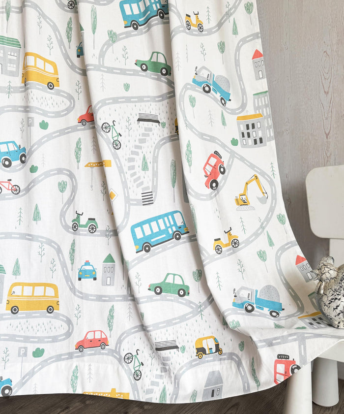 Tranquebar Curtain Co. Vehicles Print Kids Door Curtain 7ft
