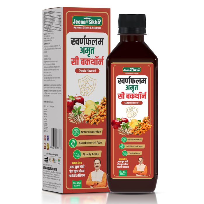 Jeena Sikho Swaranfalam Amrit Sea Buckthorn Apple Flavour Ayurvedic Tonic 500 ml