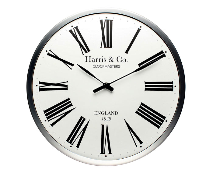 Harris & Co. Clockmasters Roman Wall Clock 13\" Silent Sweep