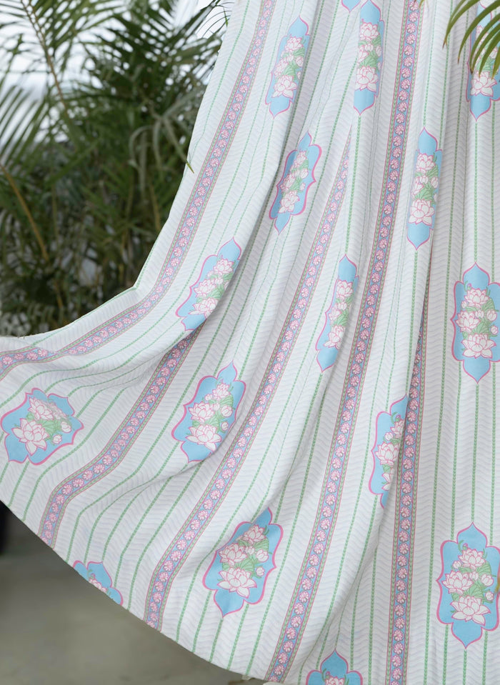 Tranquebar Curtain Co. Pink-Green Curtains – 5ft Set of 2