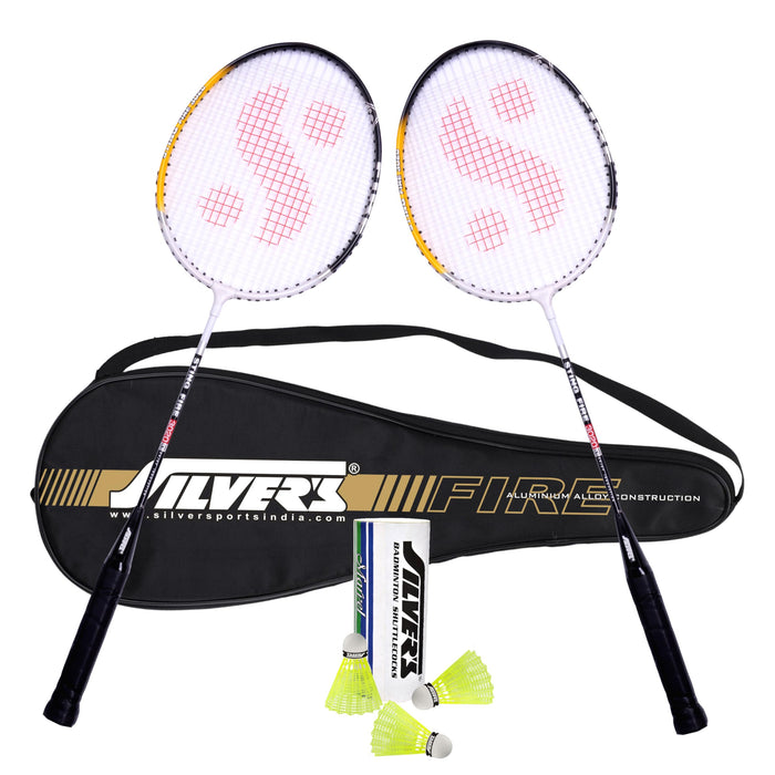 Silver's Aluminium Fire Badminton Kit: 2 Racquets, Cover, Shuttlecocks