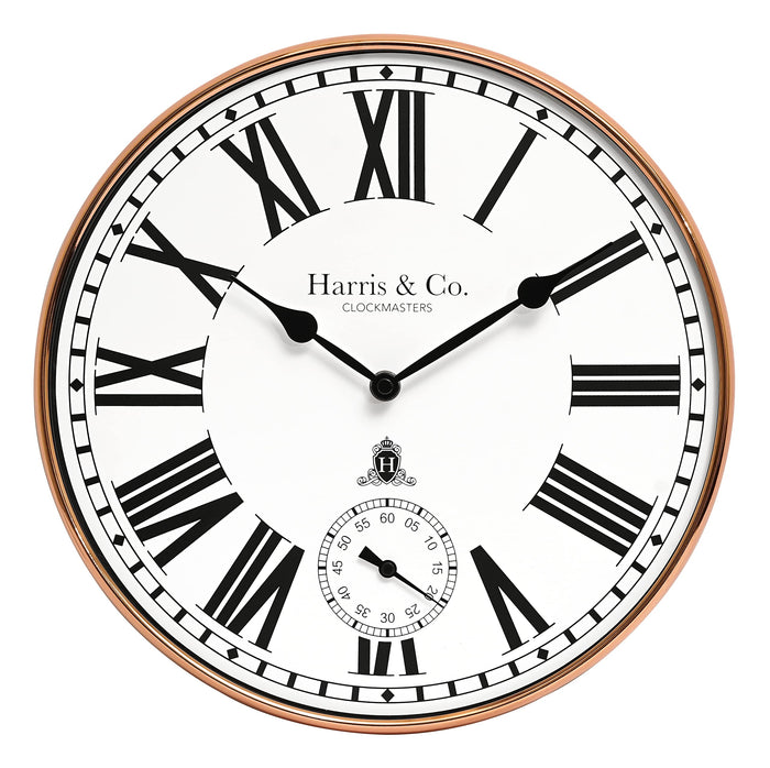 Harris & Co. \" Rose Gold Silent Sweep Sub-Second Clock