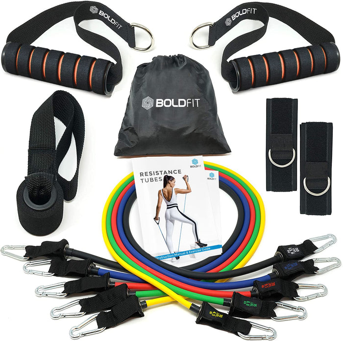 Boldfit 11-Piece Resistance Band Set with Handles, Door Anchor & Bag