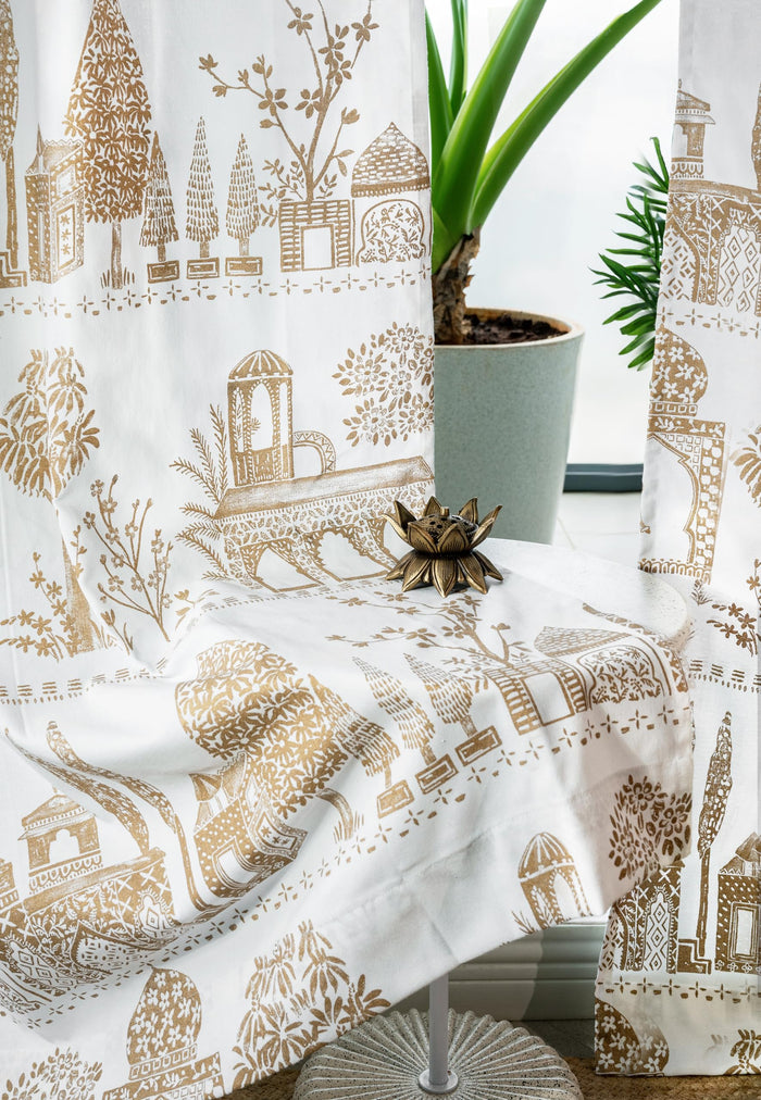 Tranquebar Mughal Gold Door Curtain – 7ft Set – 65% Dark